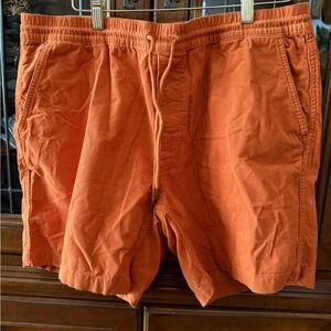 Taylor Stitch Apres Shorts in rust orange organic cotton corduroy